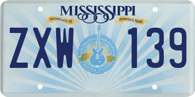 MS license plate ZXW139