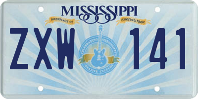 MS license plate ZXW141