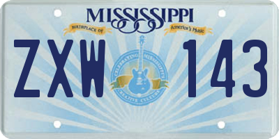 MS license plate ZXW143