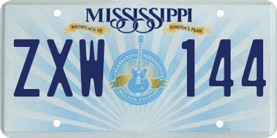 MS license plate ZXW144