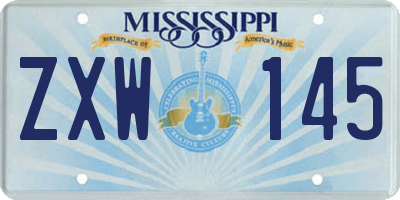 MS license plate ZXW145