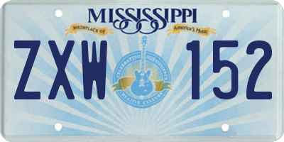 MS license plate ZXW152