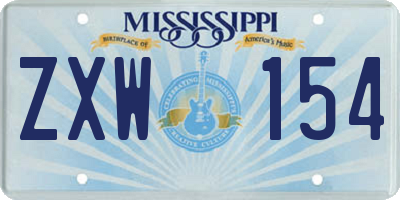 MS license plate ZXW154