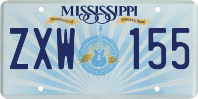 MS license plate ZXW155