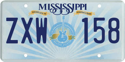 MS license plate ZXW158
