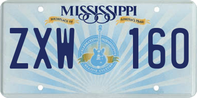 MS license plate ZXW160