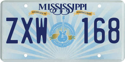 MS license plate ZXW168
