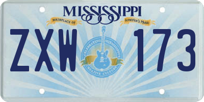 MS license plate ZXW173