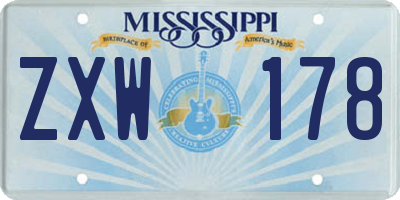 MS license plate ZXW178