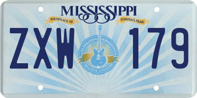 MS license plate ZXW179