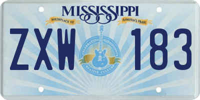 MS license plate ZXW183