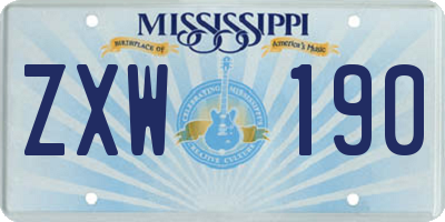 MS license plate ZXW190