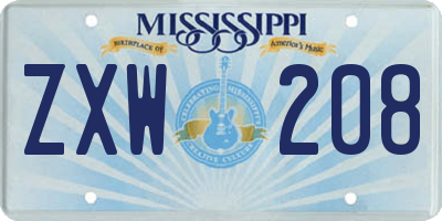 MS license plate ZXW208