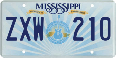 MS license plate ZXW210