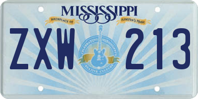 MS license plate ZXW213