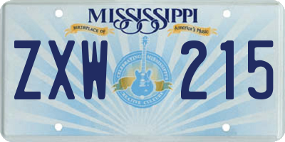 MS license plate ZXW215