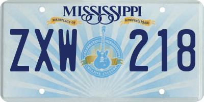 MS license plate ZXW218