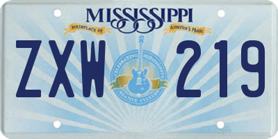 MS license plate ZXW219