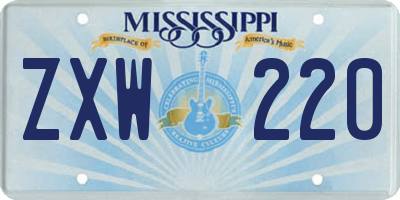 MS license plate ZXW220