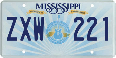 MS license plate ZXW221