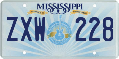 MS license plate ZXW228