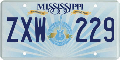 MS license plate ZXW229