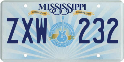 MS license plate ZXW232