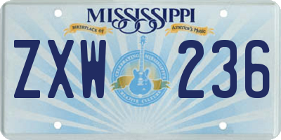 MS license plate ZXW236