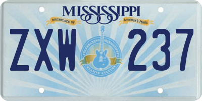 MS license plate ZXW237