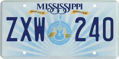 MS license plate ZXW240