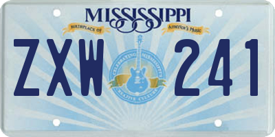MS license plate ZXW241