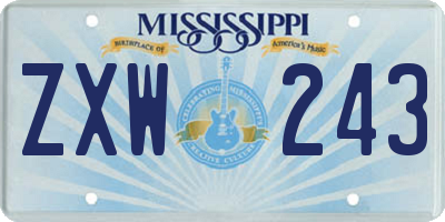 MS license plate ZXW243