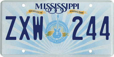 MS license plate ZXW244
