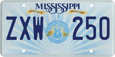 MS license plate ZXW250