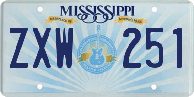 MS license plate ZXW251