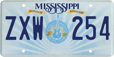 MS license plate ZXW254