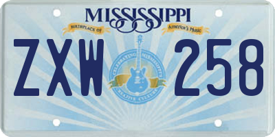 MS license plate ZXW258