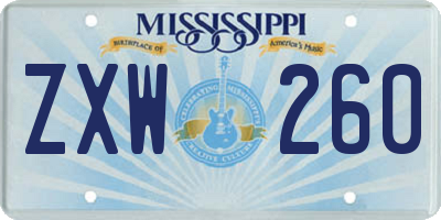 MS license plate ZXW260