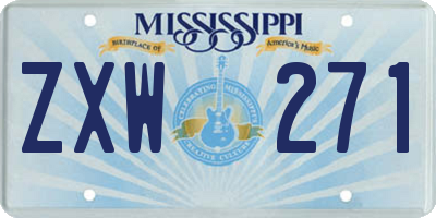 MS license plate ZXW271