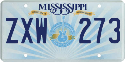 MS license plate ZXW273