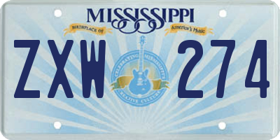 MS license plate ZXW274