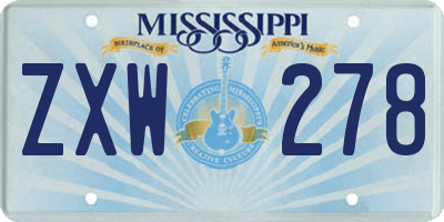 MS license plate ZXW278