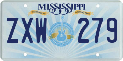 MS license plate ZXW279