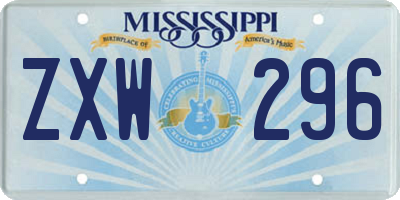 MS license plate ZXW296