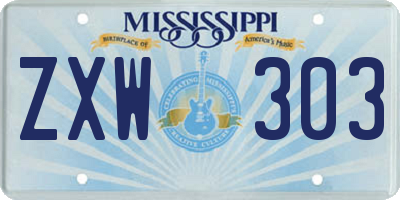 MS license plate ZXW303