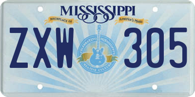 MS license plate ZXW305