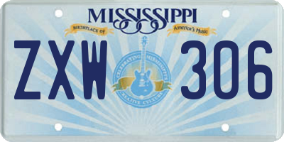 MS license plate ZXW306