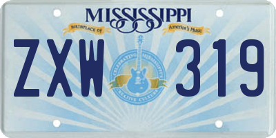 MS license plate ZXW319