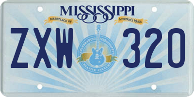 MS license plate ZXW320