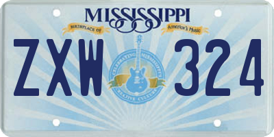 MS license plate ZXW324